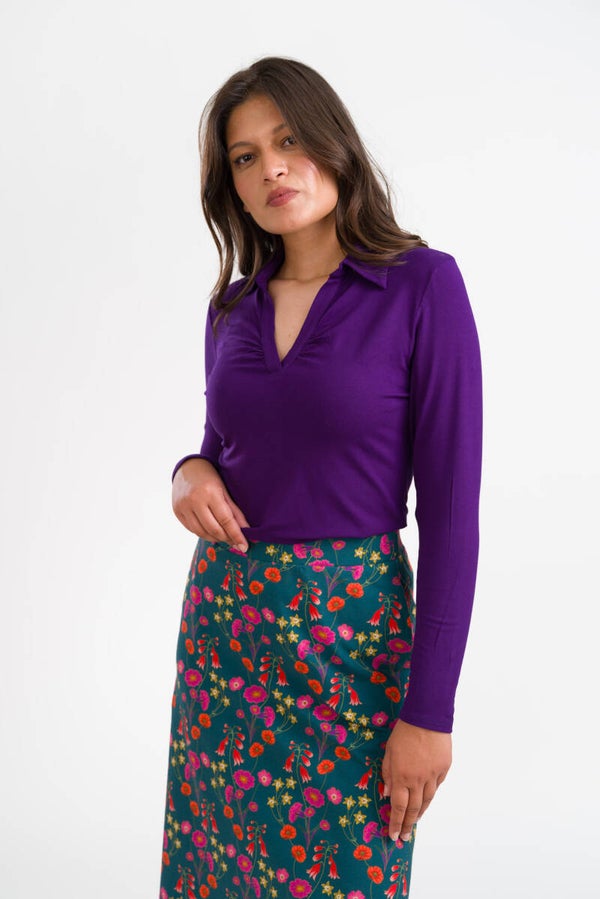 Suzy top LS jersey plain - Parchute purple