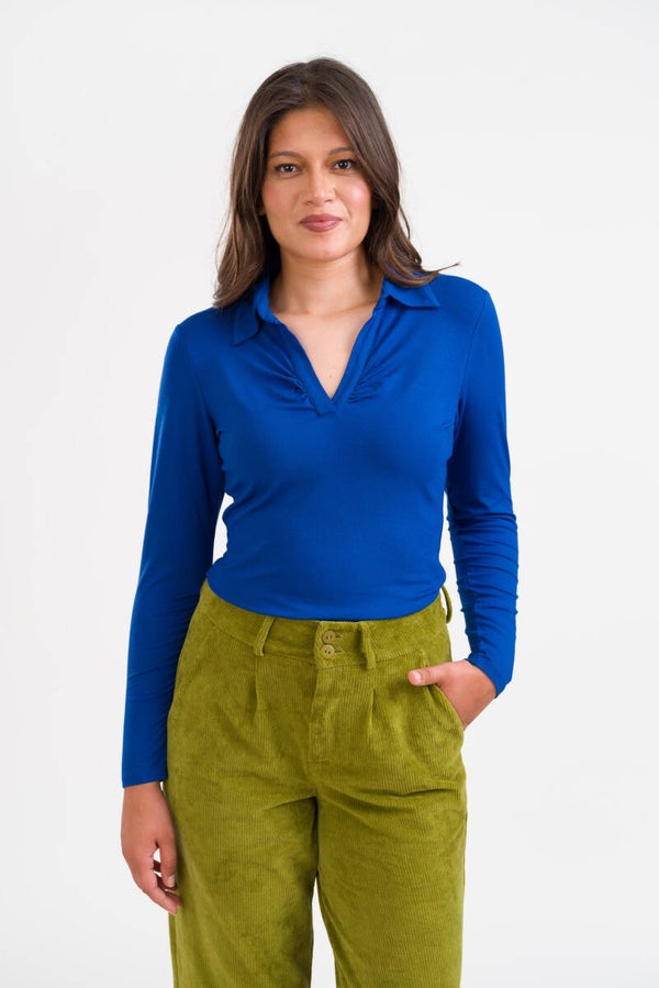 Suzy top LS jersey plain - True blue