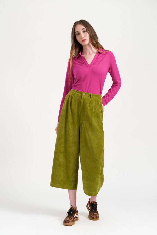 Lotus trousers rib velour - Sphagnum