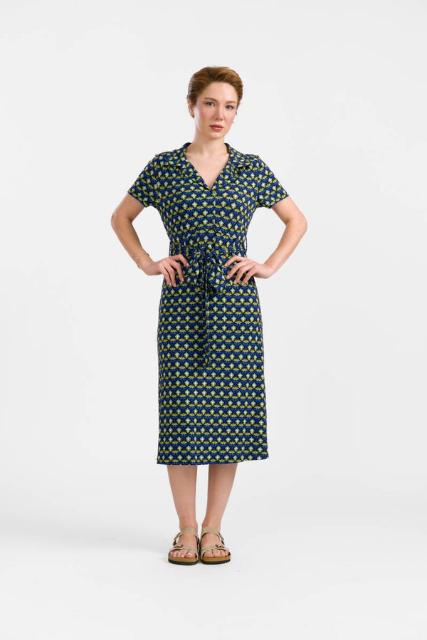 Marilyn dress, short sleeve - Retro flowers