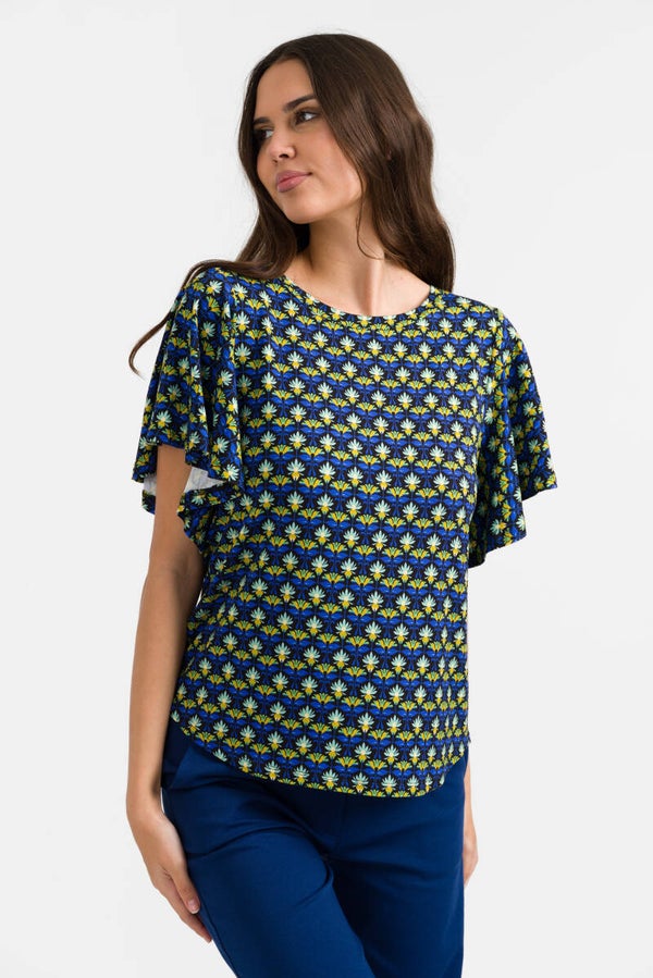 Sophie top, short butterfly sleeve - Retro flowers