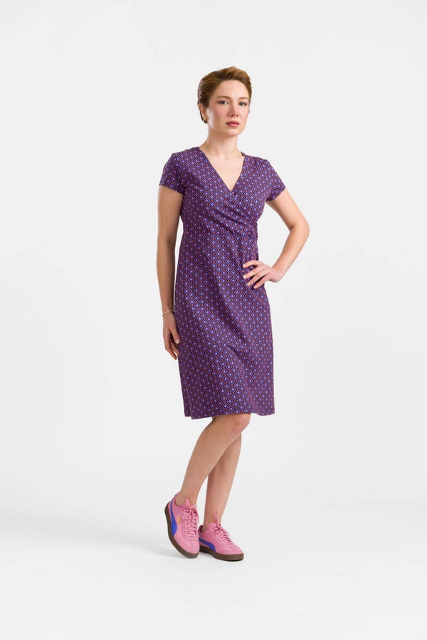 Chrissy cross dress, grown-on sleeve - Funky squares