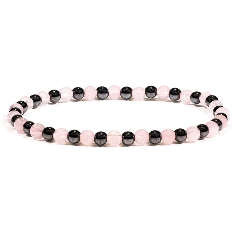 Armband Rozekwarts met Hematiet