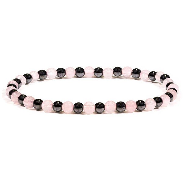 Armband Rozekwarts met Hematiet