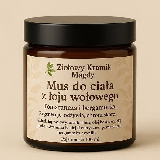 Mus do ciała z łoju wołowego – Pomarańcza i Bergamotka 100 ml