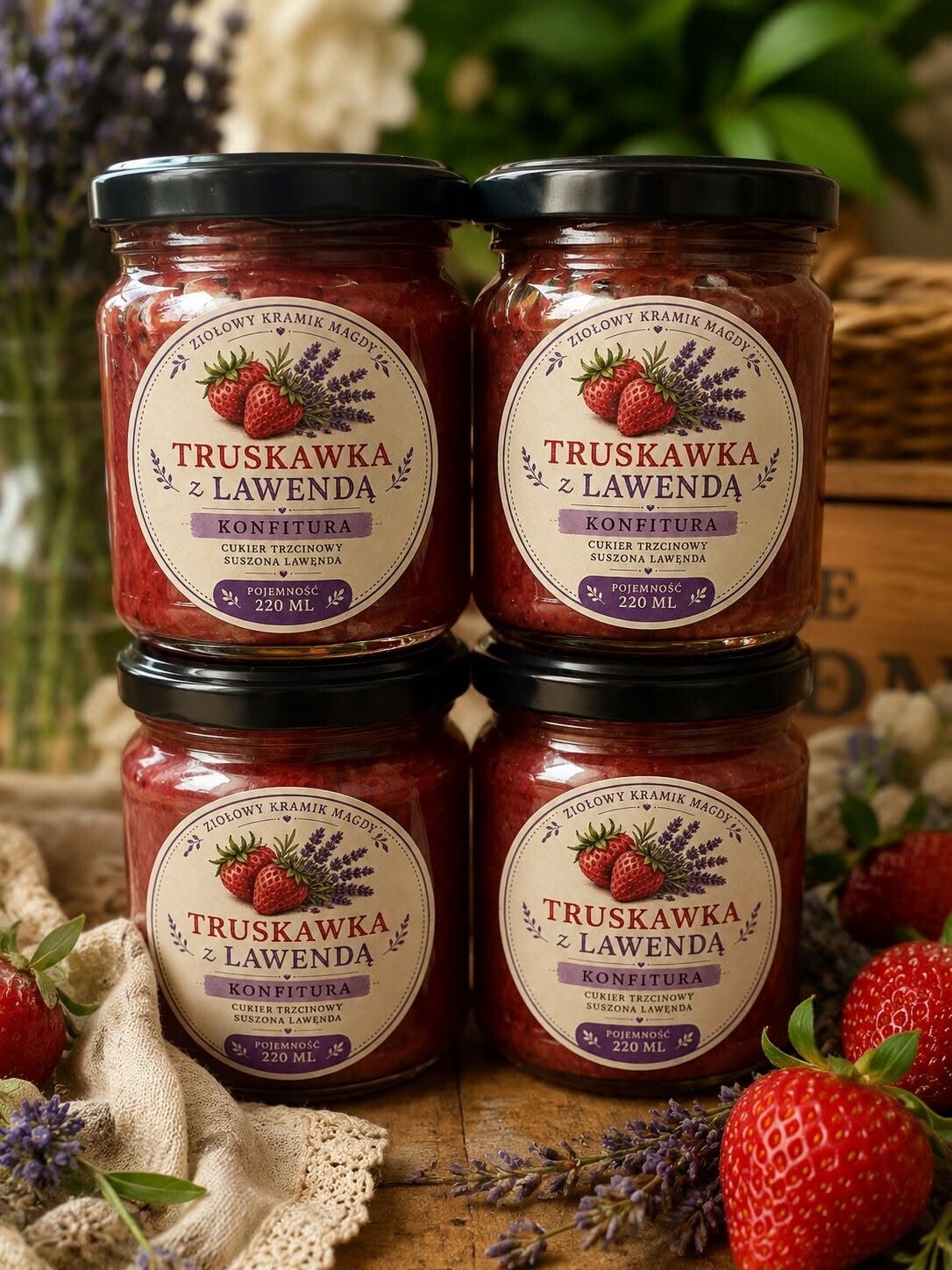 Konfitura Truskawkowa z Lawendą 💜🍓-220 ml