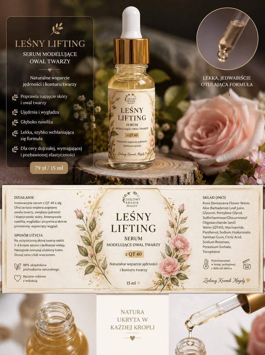 Leśny Lifting – Serum Modelujące Owal Twarzy z QT 40 -15 ml