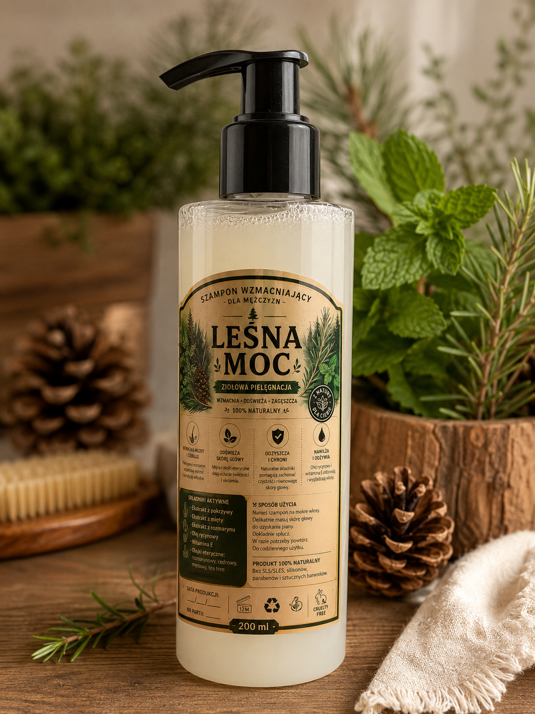 Szampon wzmacniający dla mężczyzn – „Leśna Moc”-200 ml