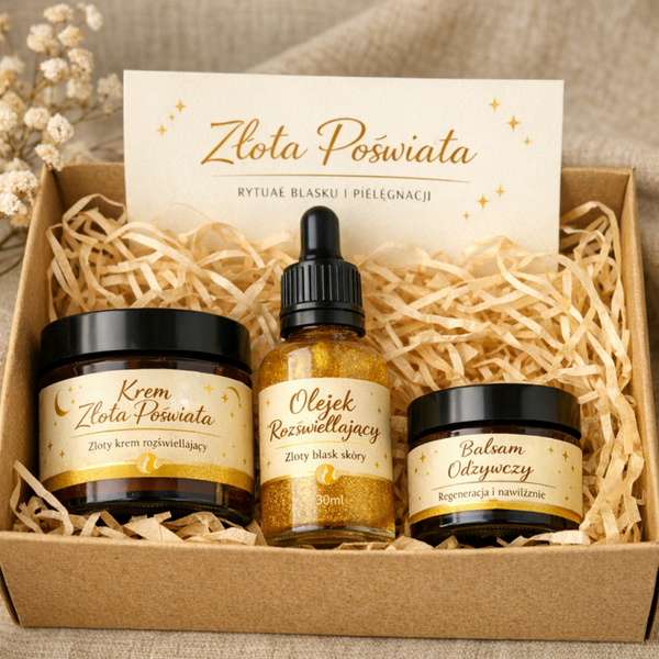 ✨ ZŁOTA POŚWIATA – Rytuał Blasku ✨  Naturalny zestaw pielęgnacyjny 75 ML