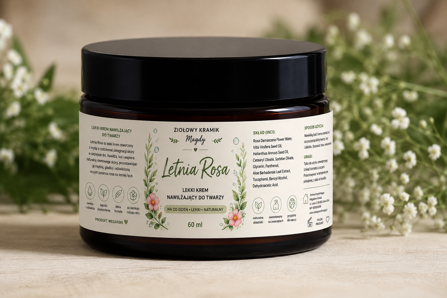LETNIA ROSA ✨  Lekki krem nawilżający do twarzy - 60 ml