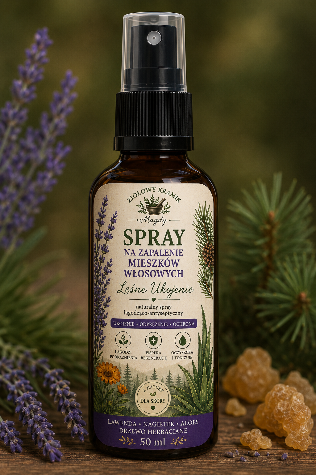Spray na Zapalenie Mieszków Włosowych – „Leśne Ukojenie” - 50 ml