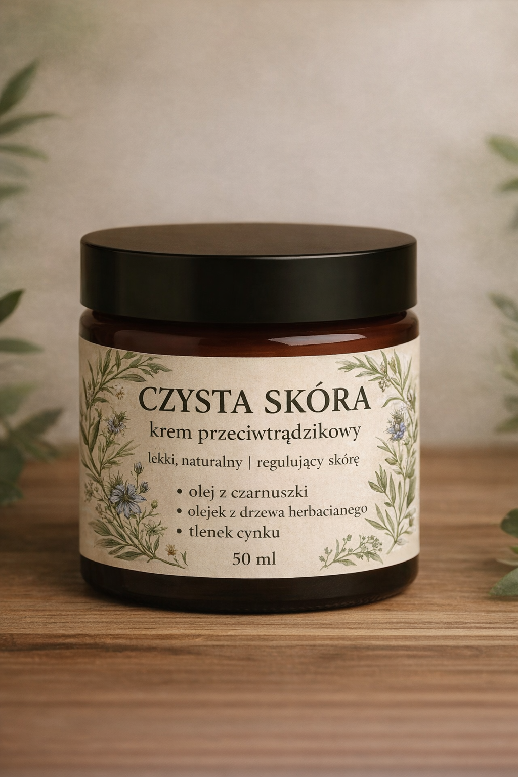 CZYSTA SKÓRA 🌿 naturalny krem przeciwtrądzikowy do twarzy - 50 ml