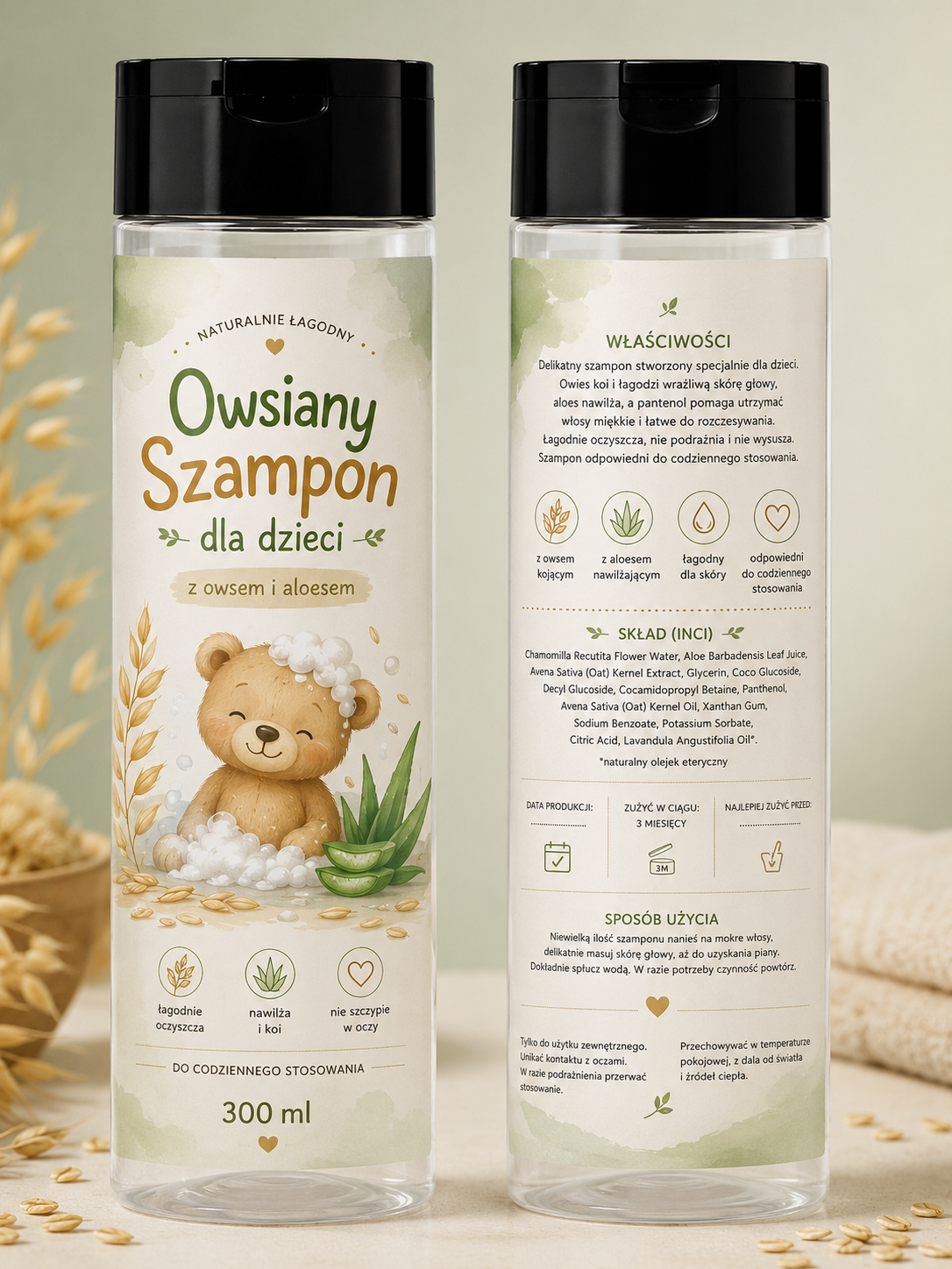 🌾 Owsiany Szampon dla dzieci 🌾-300 ml