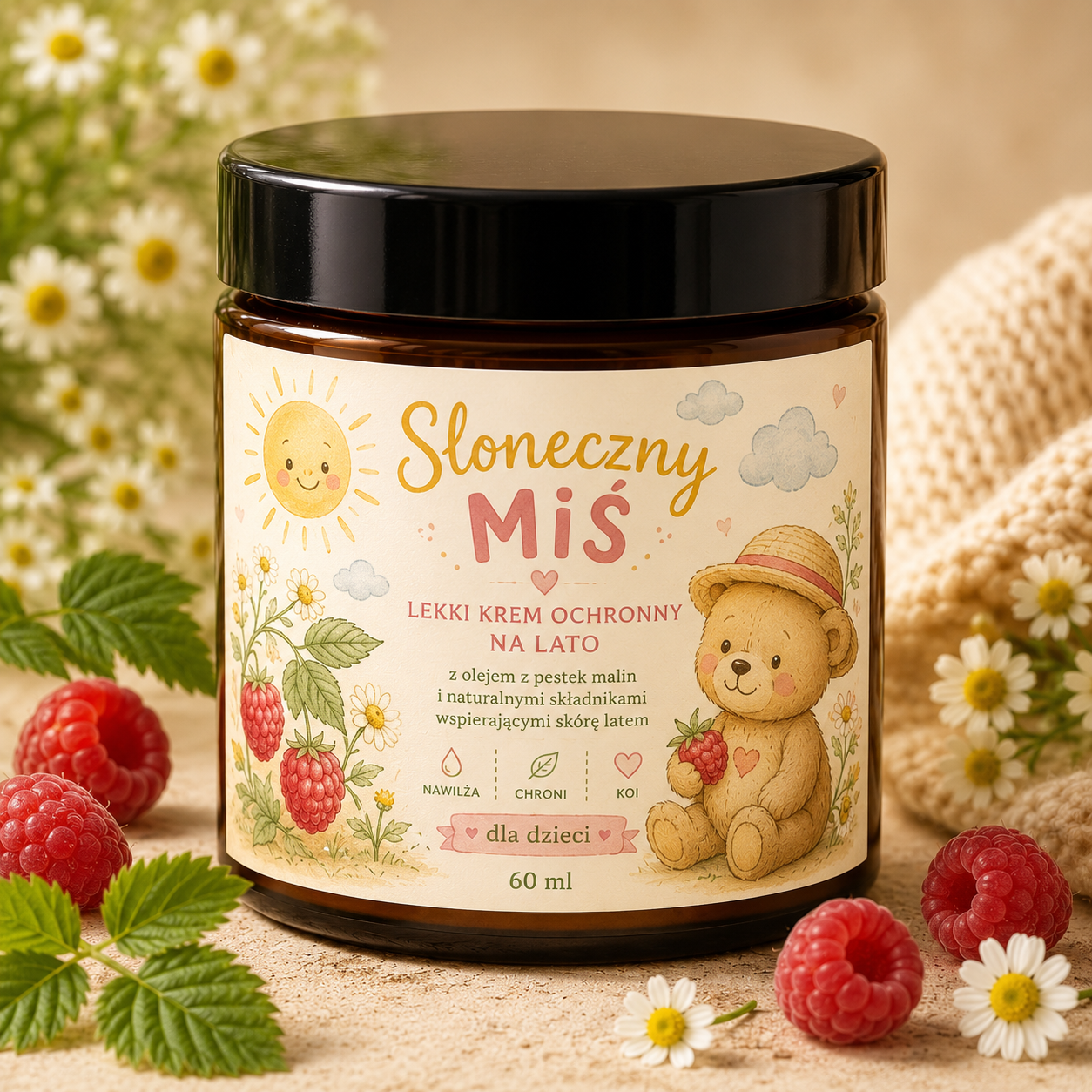 SŁONECZNY MIŚ 🧸☀️ lekki krem ochronny na lato dla dzieci 🌼-60 ML