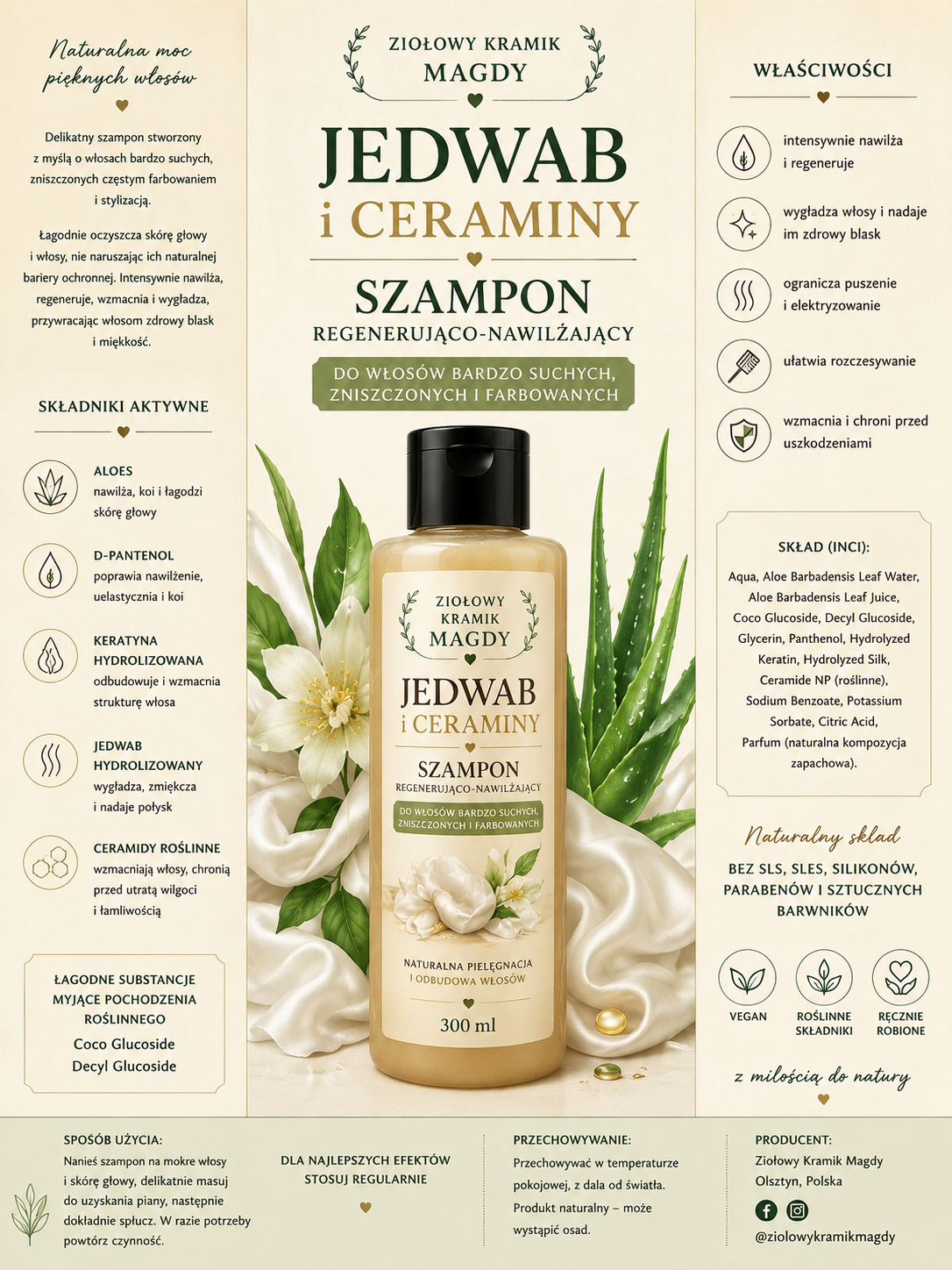 Szampon regenerująco-nawilżający  Jedwab i Ceramidy ✨300 ml