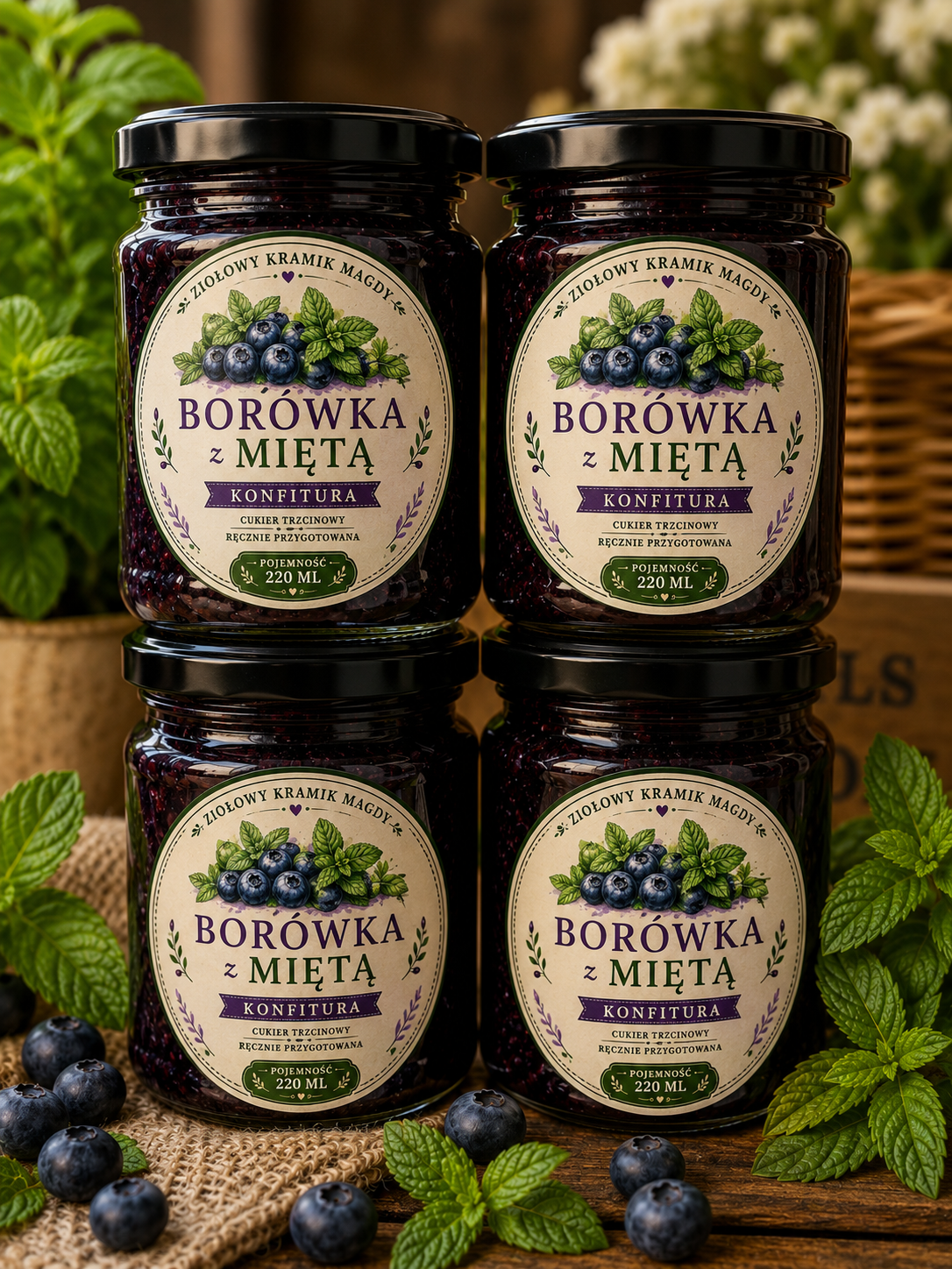 konfitura - Borówka z miętą 220 ml