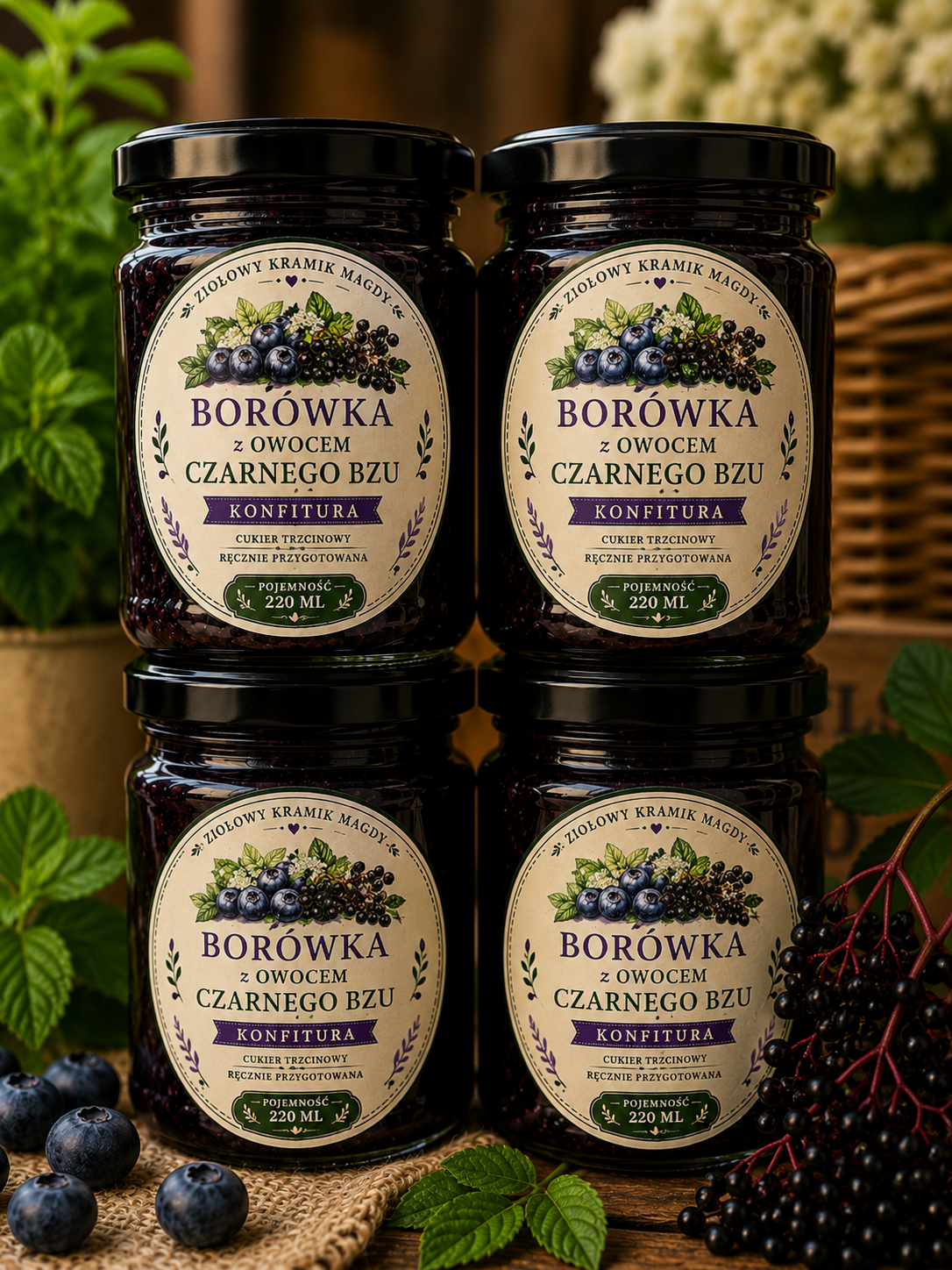 konfitura z borówka z owocem czarnego bzu -220 ml
