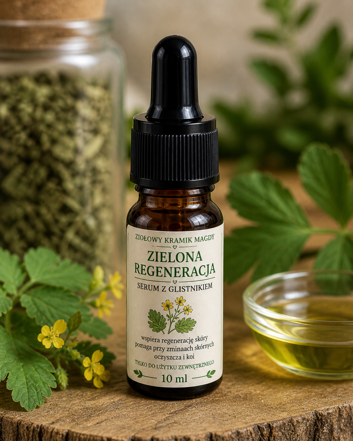 🌿 Zielona Regeneracja – serum z glistnikiem 🌿-10 ml