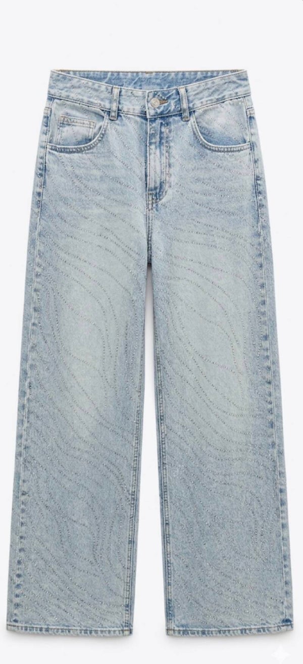 JEANS A PALAZZO CON BRILLANTINI