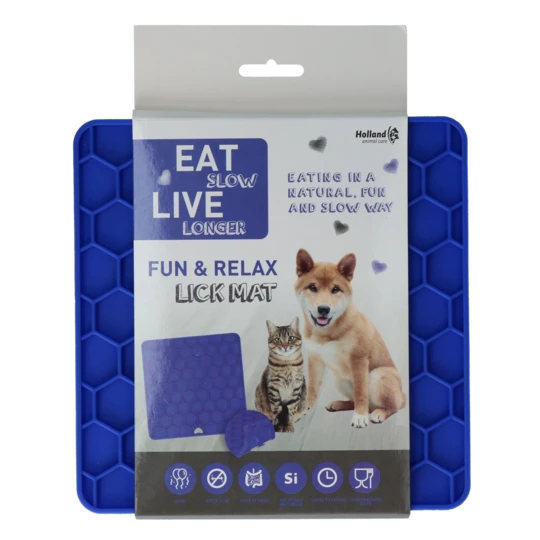 Eat Slow Live Longer Fun & Relax Lick Mat Blauw OP=OP