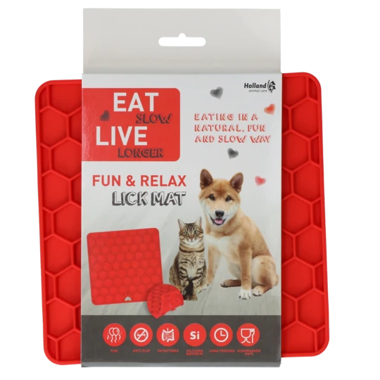 Eat Slow Live Longer Fun & Relax Lick Mat Rood OP=OP