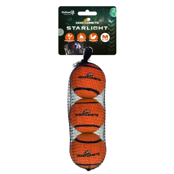 Dog Comets Starlight Tennisbal M Oranje (3-pack)