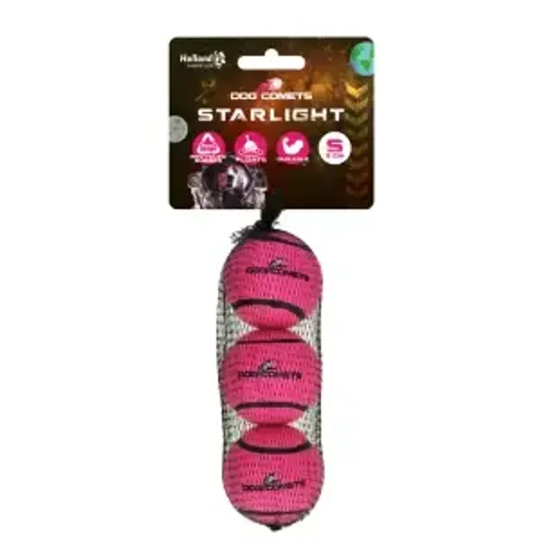 Dog Comets Starlight Tennisbal S Roze (3-pack)