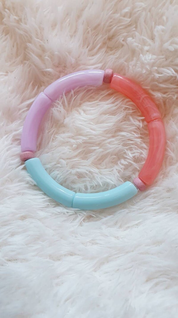 Acryl kralen tube armband // 8 mm