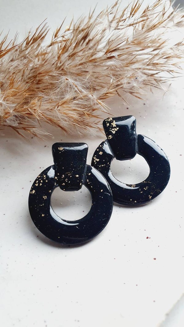 stud Lotte // zwart-goud