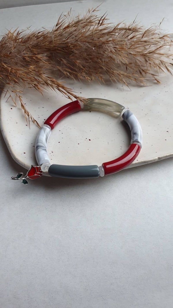 Armband acryl tube kralen // 8 mm