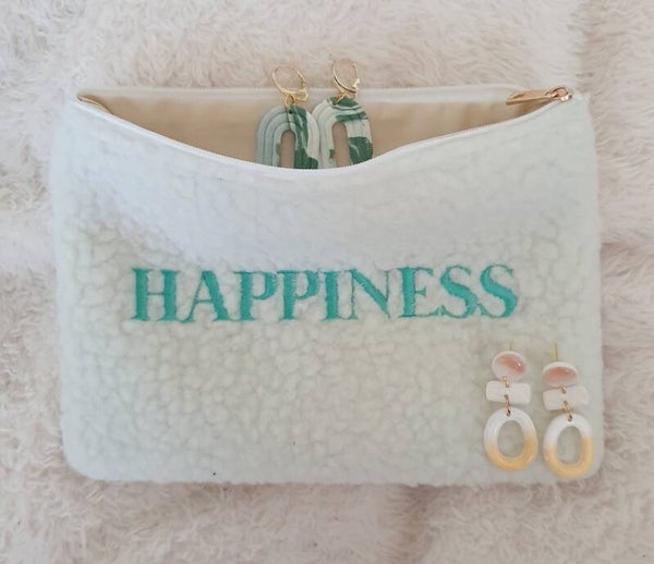 Etui van teddystof // off white-green