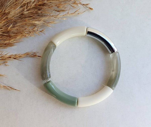 Acryl kralen tube armband // 8 mm