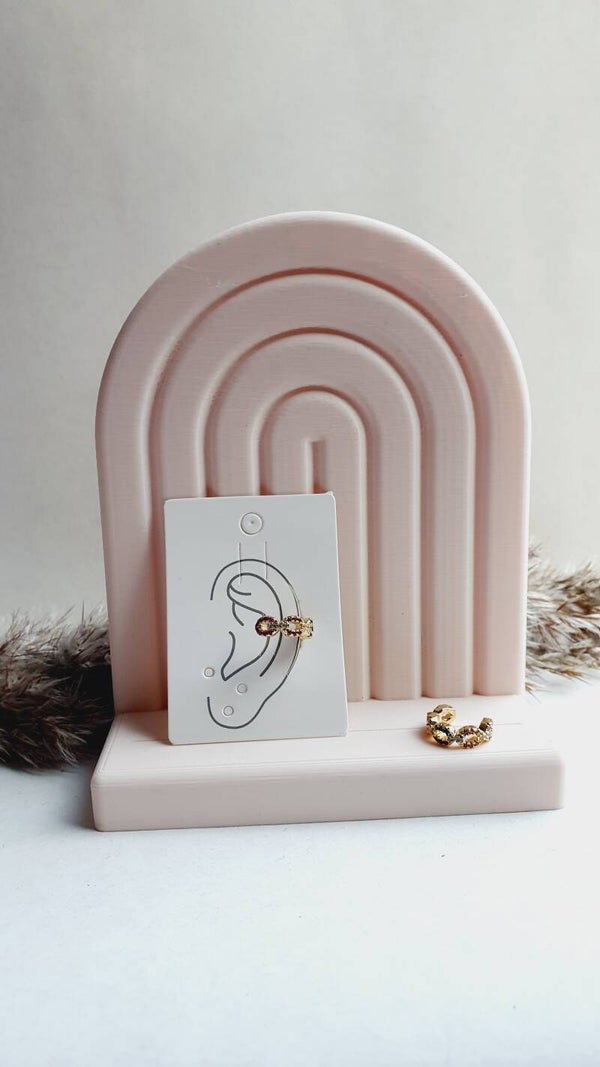 Ear cuff rainbow // brass metaal en zirkonia