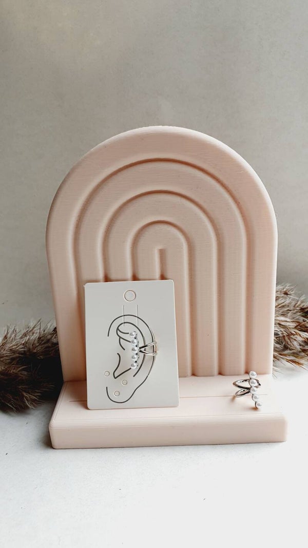 Ear cuff // Roestvrij stalen (RVS) stainless steel met imitatie parels silver-white