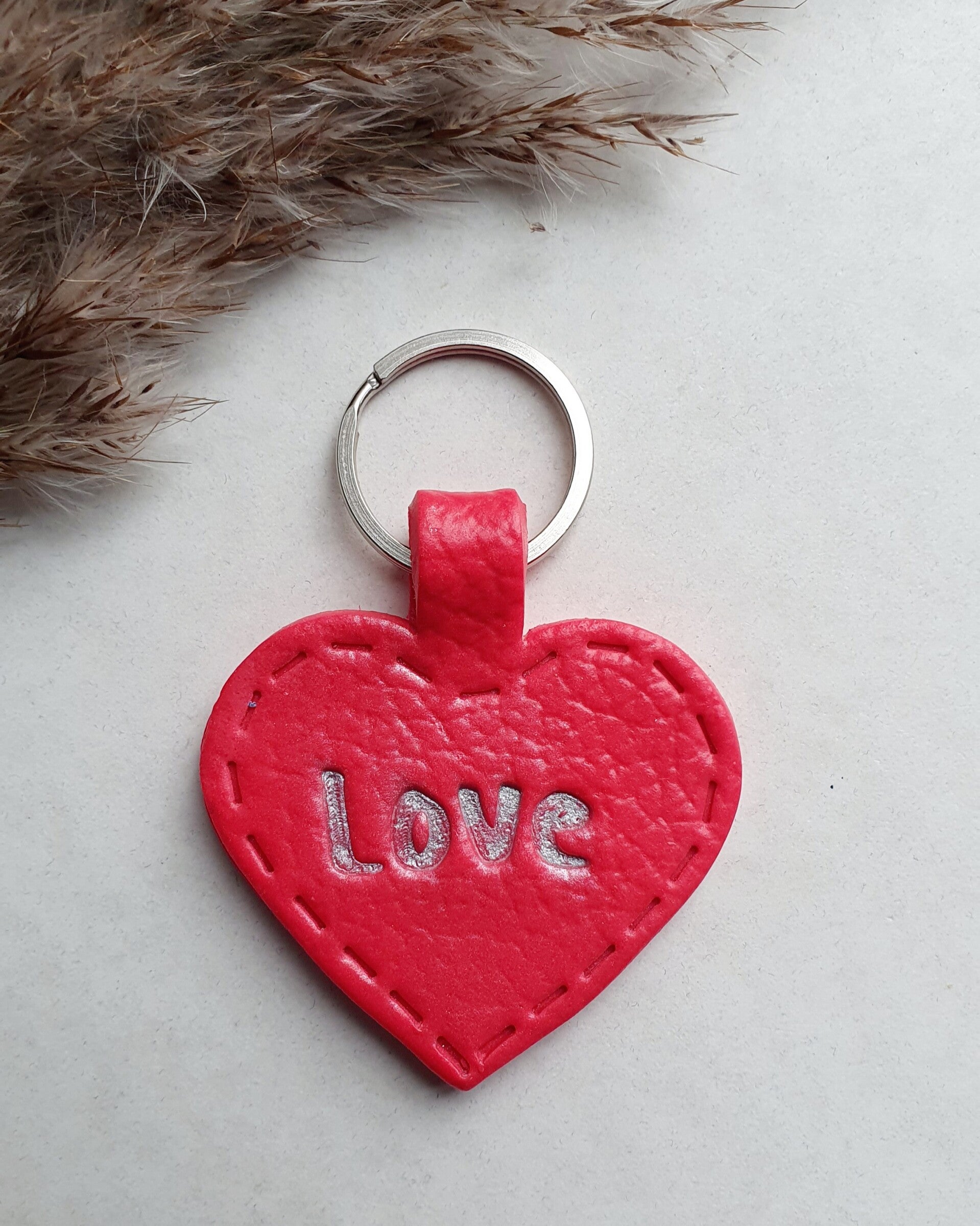 Sleutelhanger hart // roze/rood