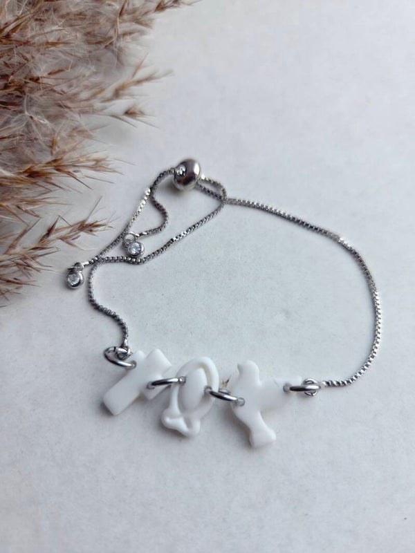 Armband zilverkleurig bedels // wit