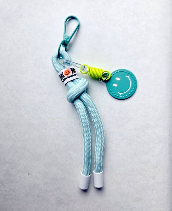 Sleutelhanger // smiley /  koord - mintgroen