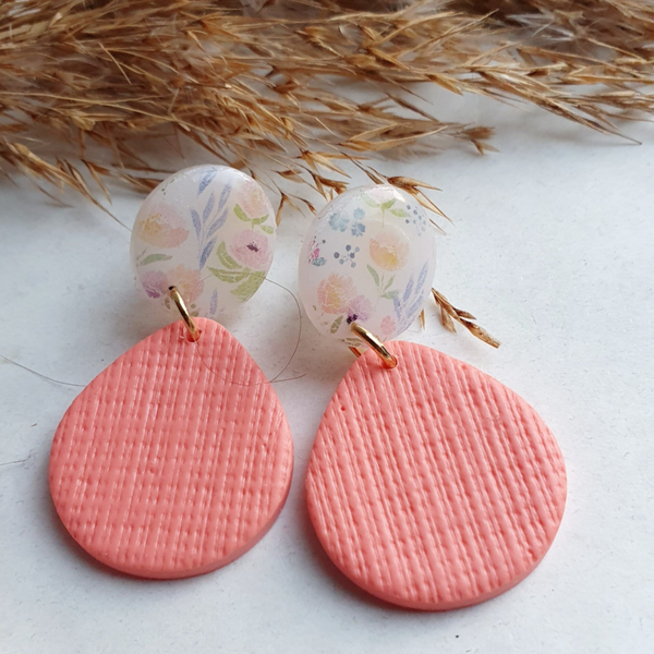 Suze // koraal - transferpaper bloemmotief