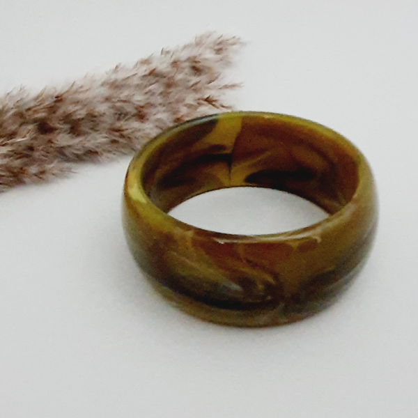 Resin armband // bangle olive green-brown-white