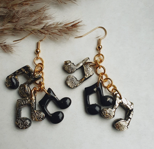 Musicnotes // zwart - goudglitters