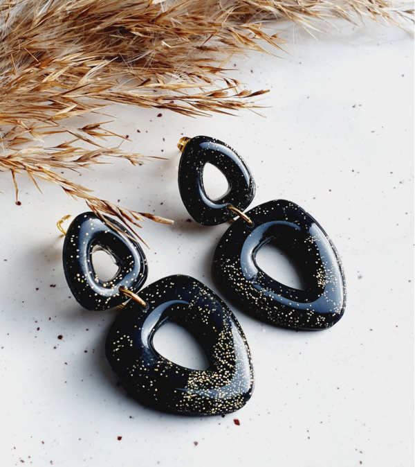 Malou // zwart - goudglitters