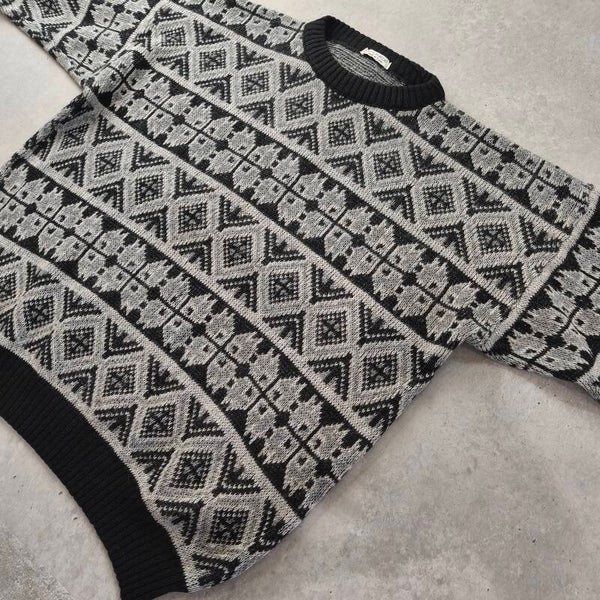 Pull Vintage Jacquard "Le Lauréat" - Made in France - Look rétro chicXL/2XL