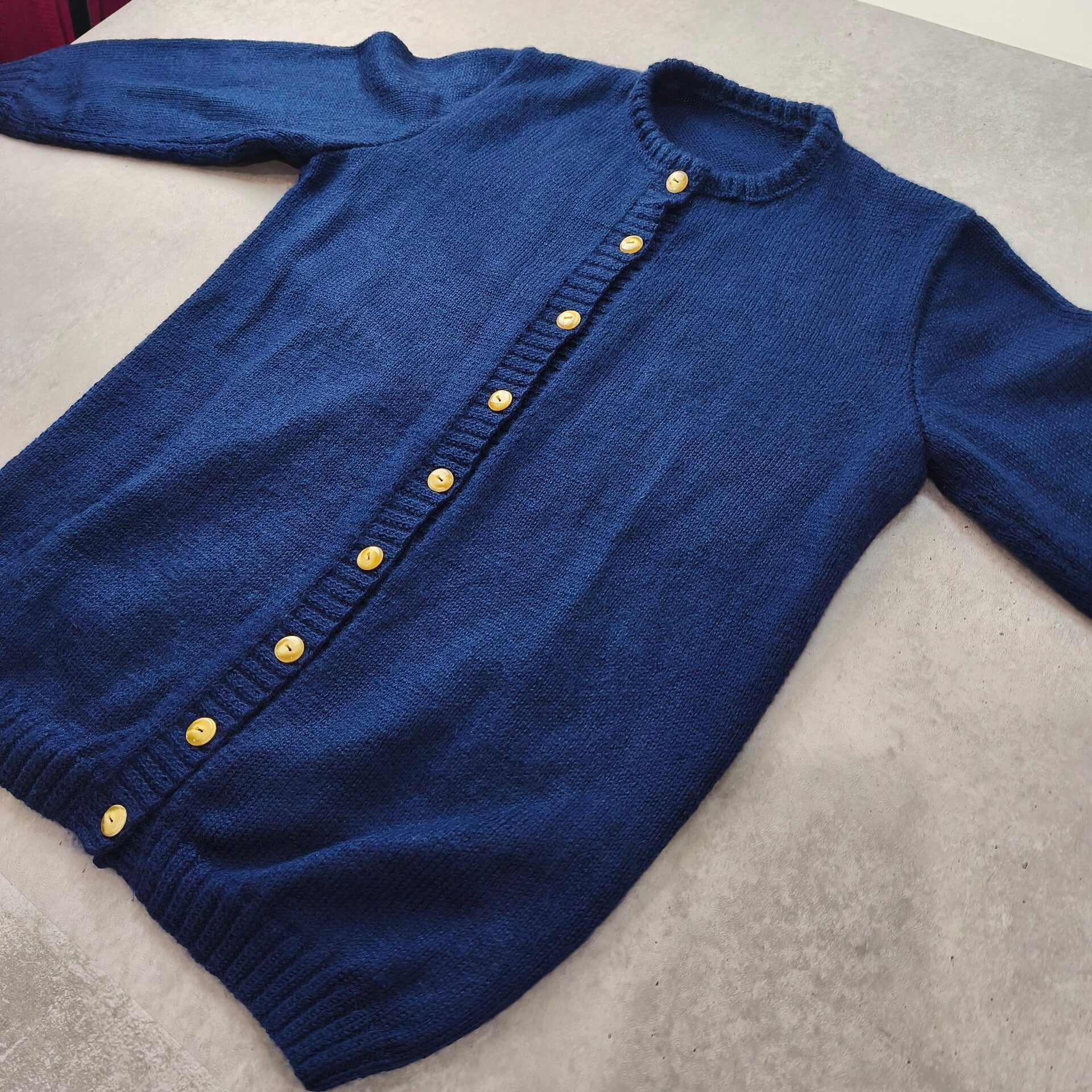 Gilet Long Vintage Marine – Mailles Douces L/XL