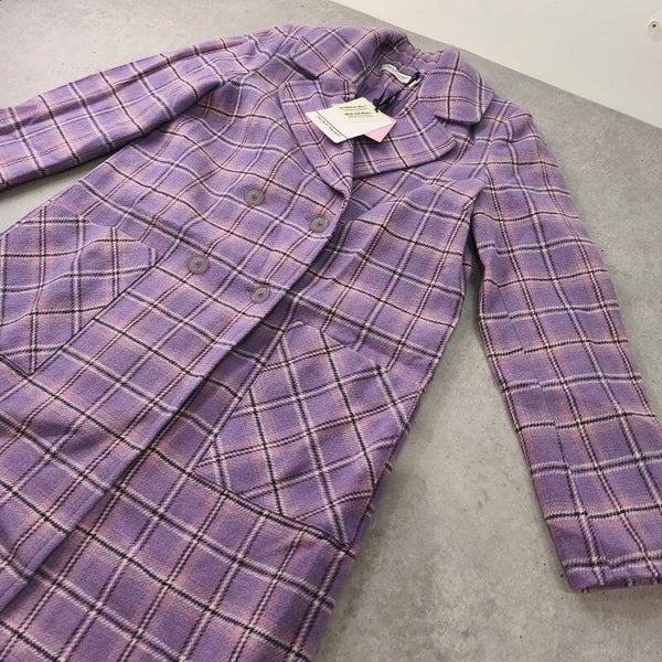 Superbe Manteau Naf Naf Violet à Carreaux - Taille 38