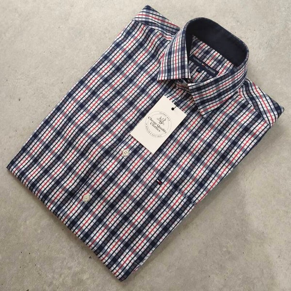 Chemise Tommy Hilfiger Homme - Taille L - Carreaux Bleu/Rouge - Pur Coton - TBE