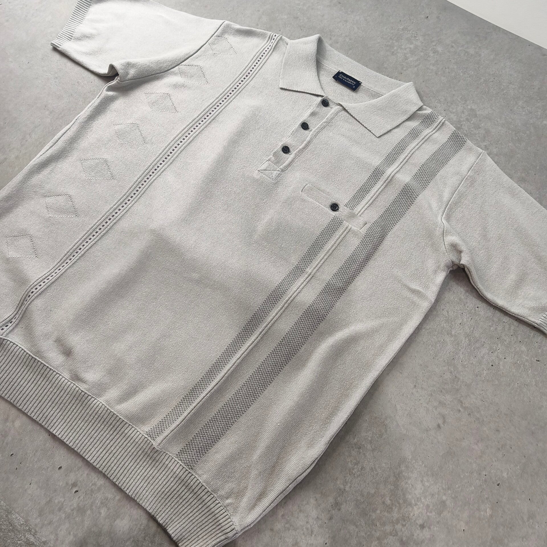 Polo Vintage Homme - Maille Tricot Rétro - Taille L - Style Old Money / Grandad