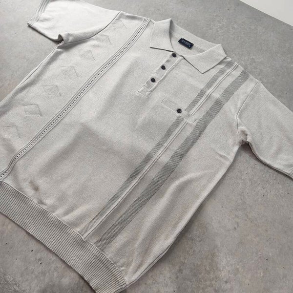 Polo Vintage Homme - Maille Tricot Rétro - Taille L - Style Old Money / Grandad