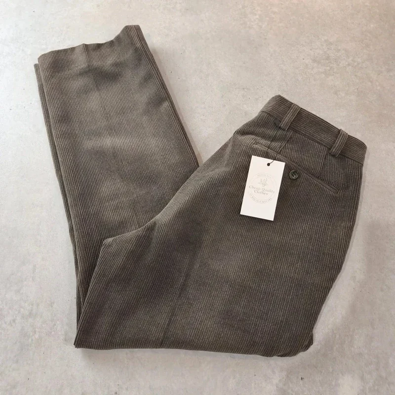 Pantalon Vintage en Velours Côtelé Stretch - Taille W35 (Taupe) FR44 Chic décontracté