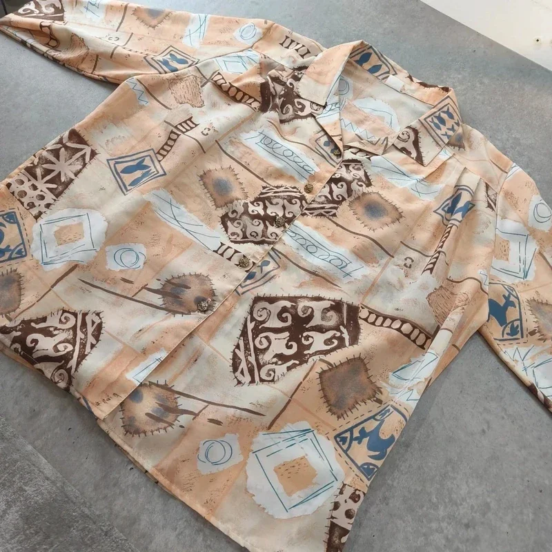 Chemisier Vintage Unique Style Abstrait - Taille XL - M/L Oversize