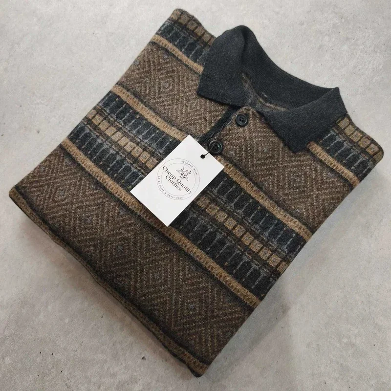 Pull Polo Vintage Rétro Made in Belgium XL Laine Mérinos